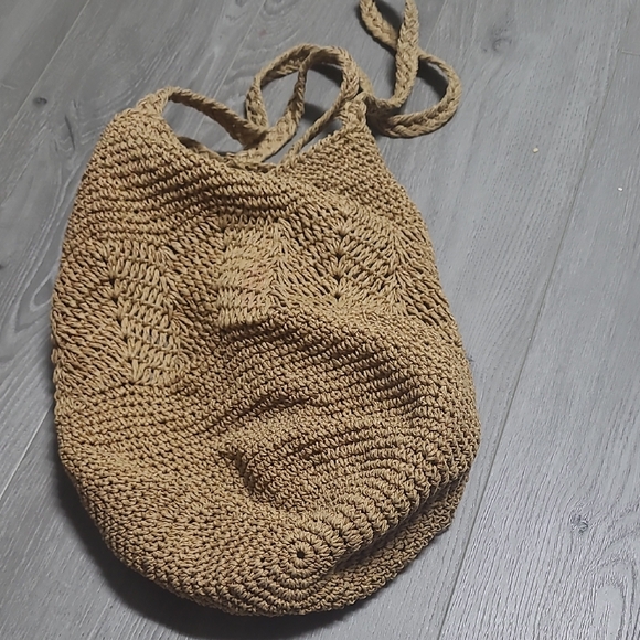Handwoven Round Shoulder Bag in Tan - Picture 4 of 9